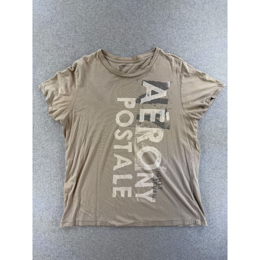 Aeropostale Men’s Large AERO NY Distressed Graphic T-Shirt Gray 3308